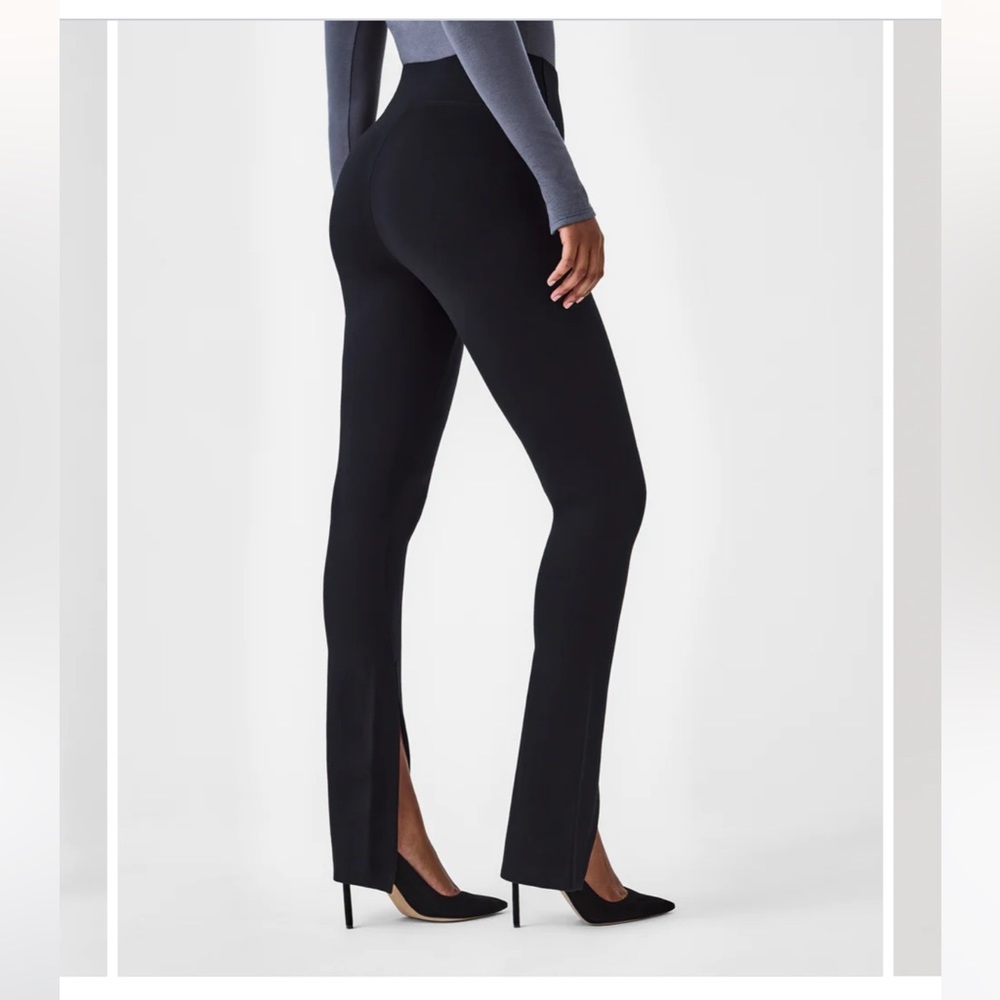 SPANX Black Straight-Leg Split-Hem Pants